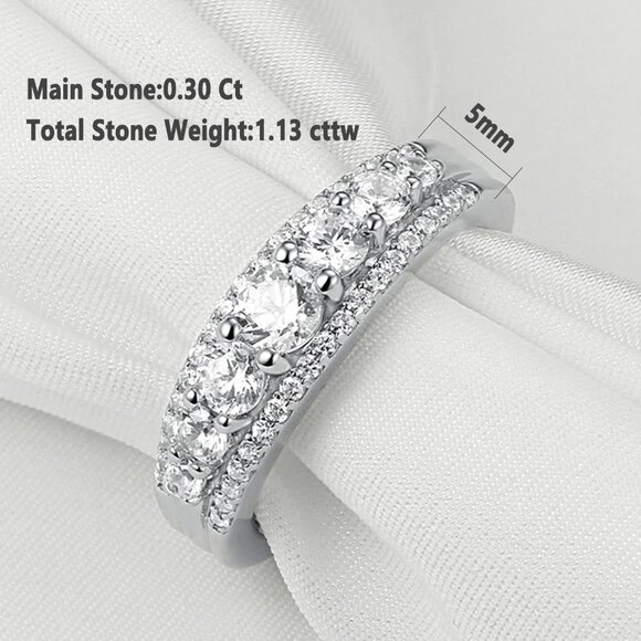 🆕 Women White Eternity Ring Wedding Band Sterling Round Cubic Zirconia Jewelry - Picture 4 of 7